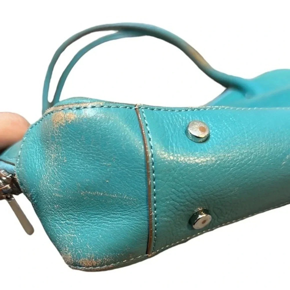 HOBO Paulina teal Leather Shoulder Bag‎ Zip Top Retro Oval Straps Bag Cha… - Picture 5 of 12
